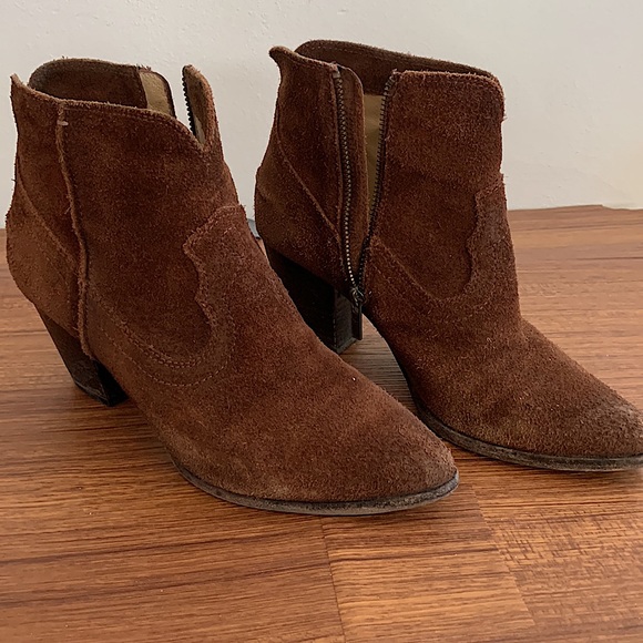 FRYE Reed Brown Suede Booties - Picture 1 of 9